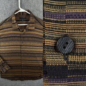 Jhane Barnes Geometric Shirt Colorful Yellow Purple Math XL Cotton Knit Soft